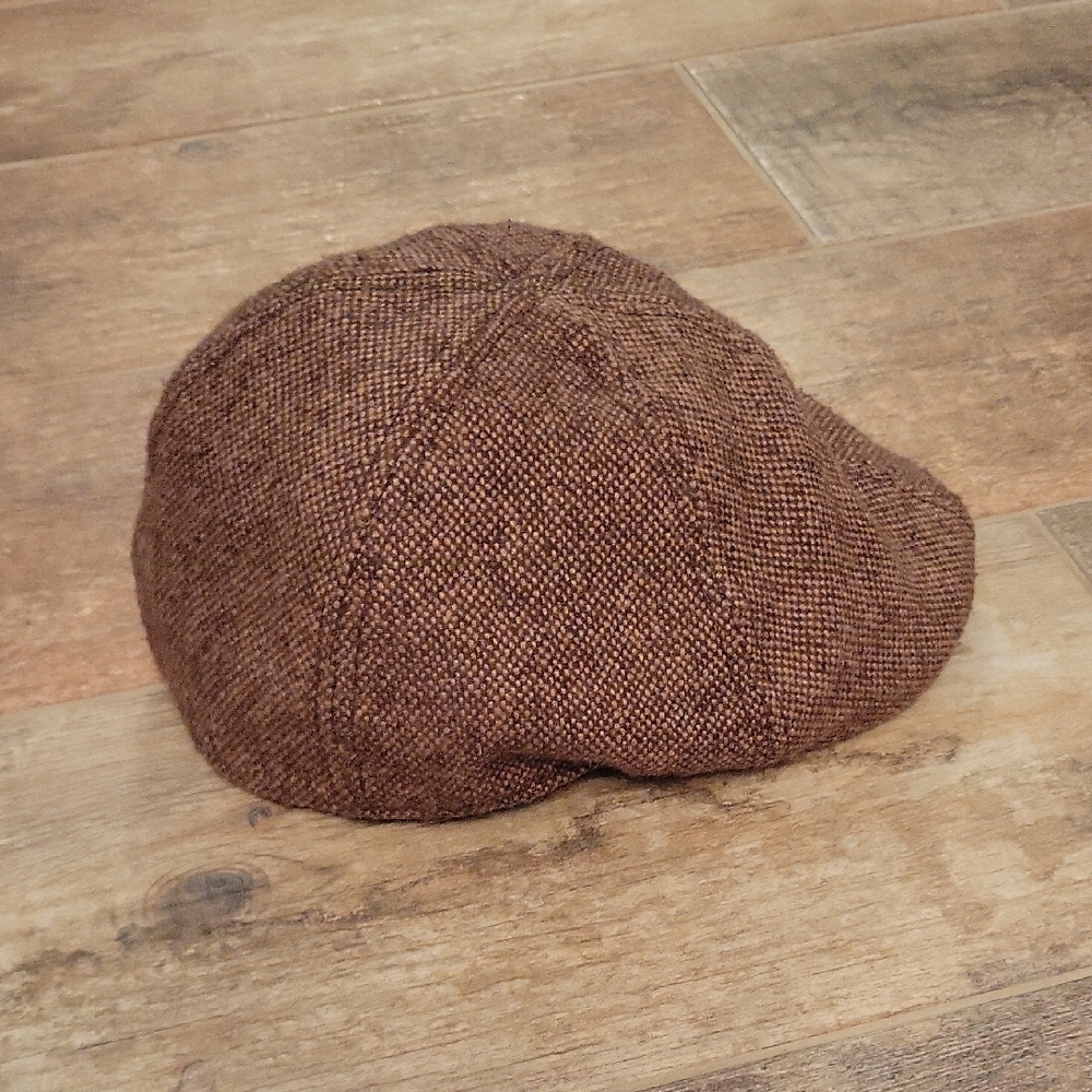 Mens Brown Tweed Euro Flat Cap Medium / Large EUC